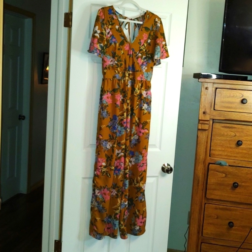 Band Of Gypsies Wide Leg Jumpsuit Size Medium Floral